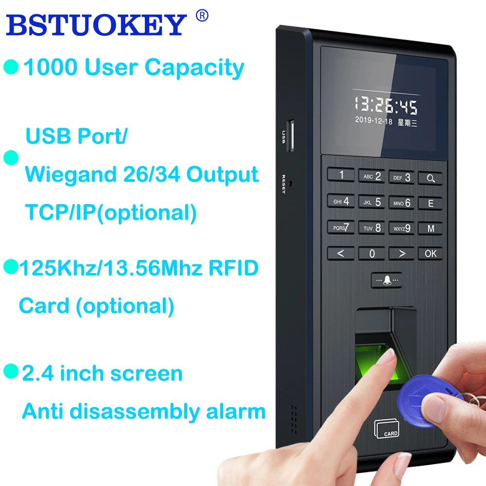 125 khz RFID biometrijski otisak prsta, vrijeme posjete, tipkovnica kontrolu pristupa, e-USB-matičar vremena, TCP promet
