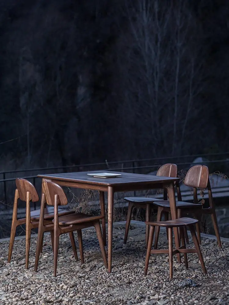 Blagovaona stolice South Wind, nordijsko namještaj, Crni orah, trešnja, Jednostavan Luksuzni dom stolica od punog drveta