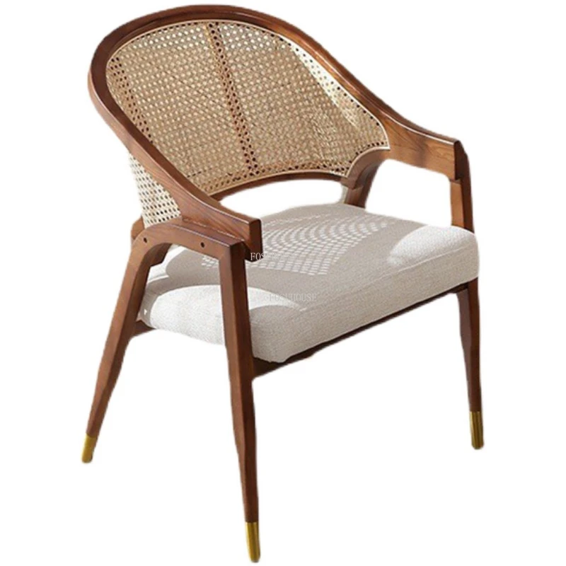 Drvene stolice za dnevni boravak od ratana, Nordijsko Namještaj za odmor, Udoban Stolac S naslonom za leđa, Klasicni Blagovaona stolice, Dizajn kauč, stolicu