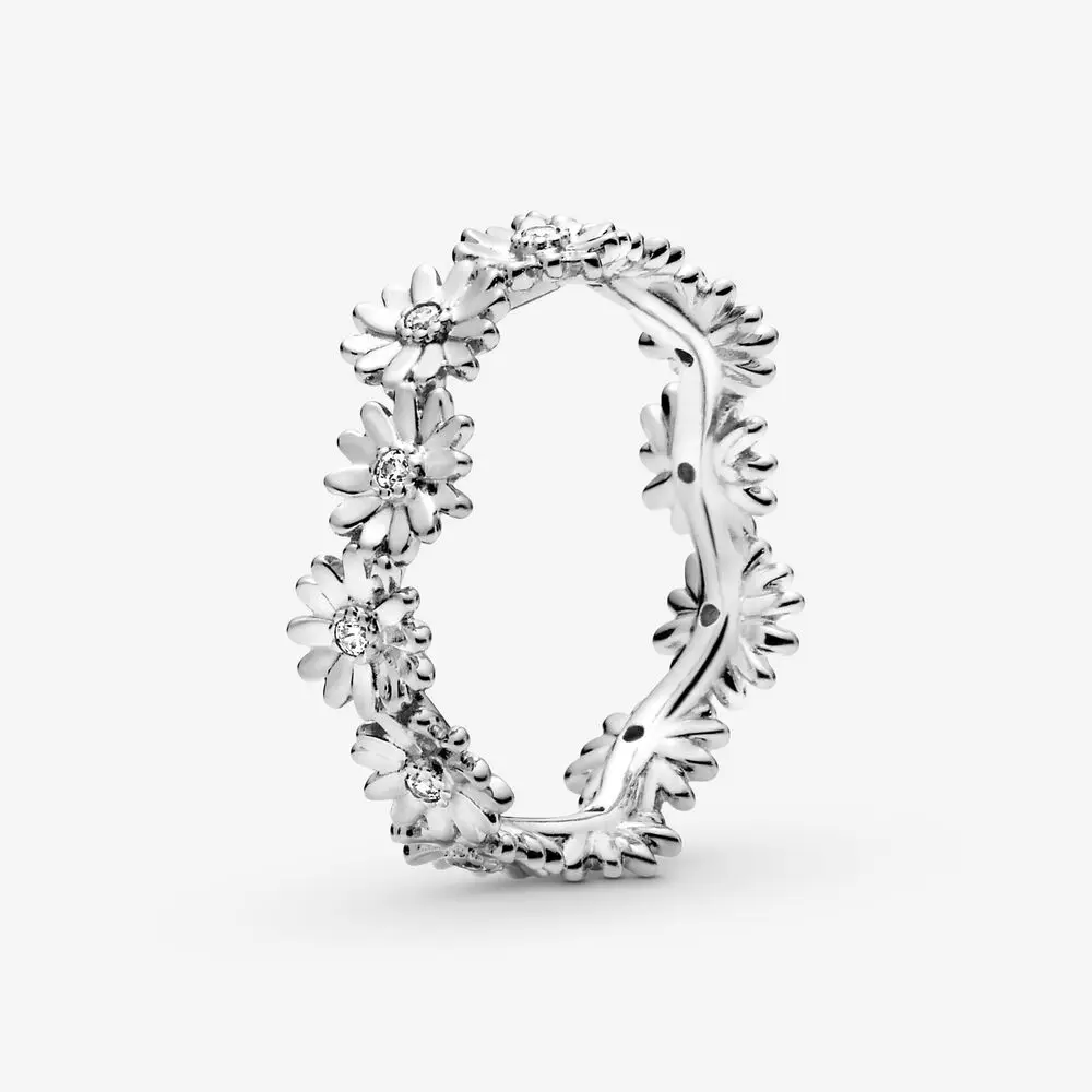 LR Heart Lock Daisy PAN Prsten od 925 sterling srebra ili Donje muški vjenčani prsten s цирконием Poklon za Valentinovo 2022 Korejski moda