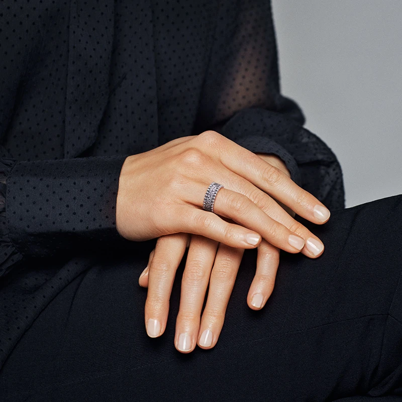 LR Heart Lock Daisy PAN Prsten od 925 sterling srebra ili Donje muški vjenčani prsten s цирконием Poklon za Valentinovo 2022 Korejski moda