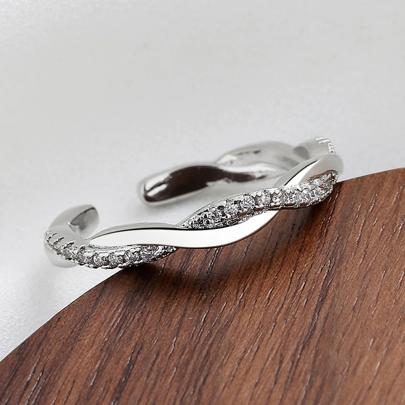 Luksuzni ženski prsten s kristalima bakra i циркона, podesiva otvoreni prsten, funky geometrijski twisted lanac, prsten na kažiprst Anillos Mujer