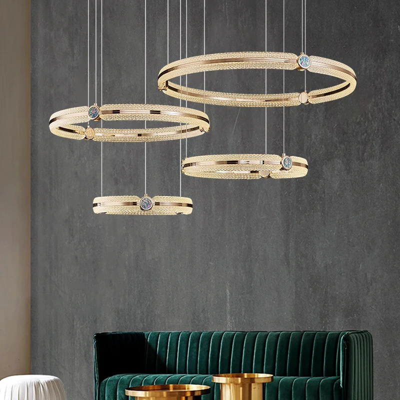 Luster u skandinavskom stilu TEMAR, led, 3 boje, kreativni lampa, luksuzno prsten, privjesak lampa za kuću, dnevni boravak, blagovaonica, spavaća soba