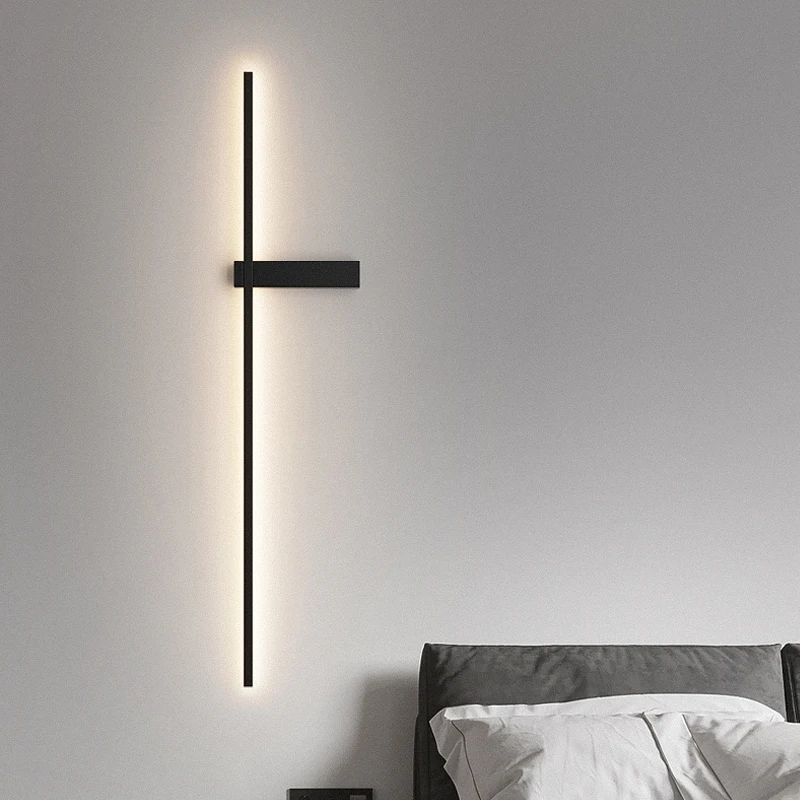 Minimalistički skandinavski dugi noćni lampa, moderan, jednostavan zidna lampa za spavaće sobe, 2022 nova dnevni boravak, TV-pozadina, zidne lampe