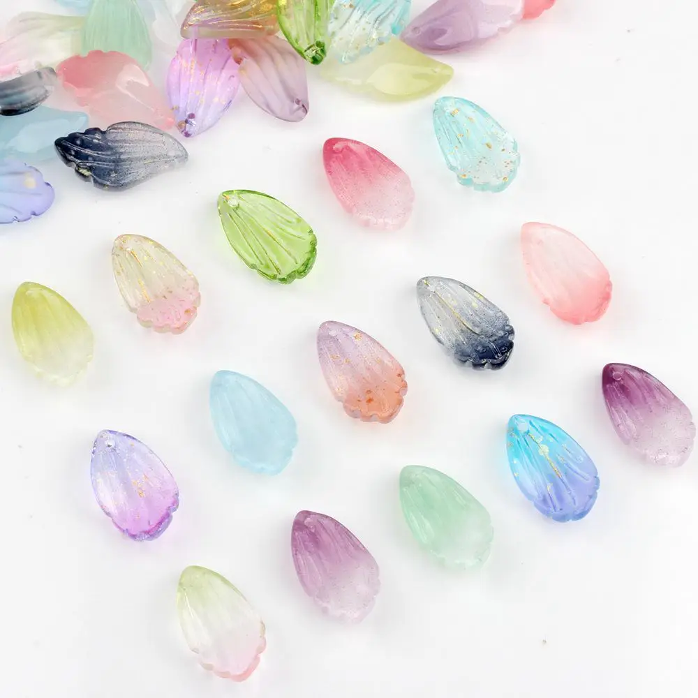 Rainbow Crystal Staklene Slobodnih Zrna Градиентного Boje Latice Cvijeća Ovjes Perle 10 kom. Za Naušnice Izrada Nakita Diy Pozamašan Stavke