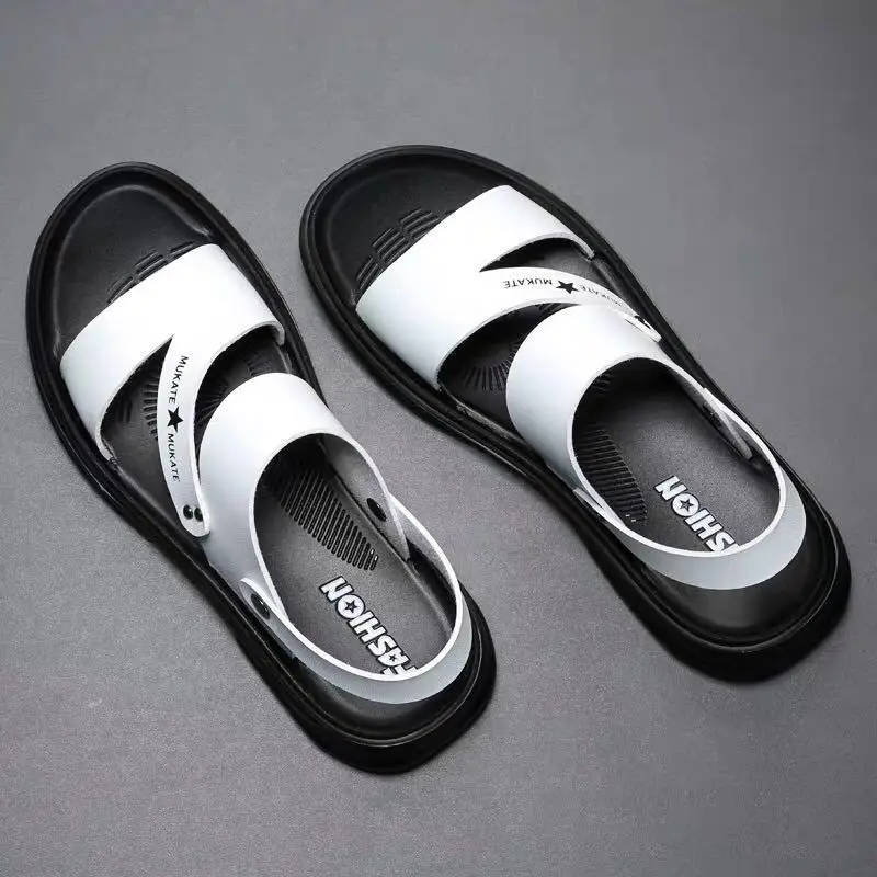 Sandale, Kožne 2023 Nove ljetne papuče Za kupatilo Prozračna plaža Japanke Obuća Modni Branded Cipele Slajdova Muške Bijele