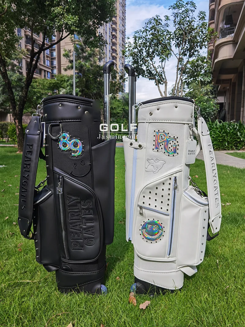 Torba za golf Pearlygates na kotačima, Crna, Bijela, vodootporan putnu torbu Pearly Gates Golf Sport Caddy Package