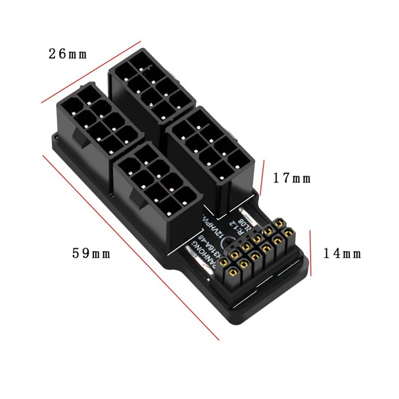Za grafičke kartice RTX 4090 4080 ATX3.0 4X8pin 12 + 4Pin Prilagodnik izmjeničnog napona s kutnim priključkom za 180 stupnjeva za kabel Za napajanje