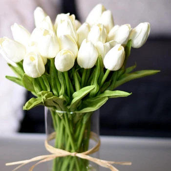 10 kom., umjetni cvijet tulipana, umjetni buket na dodir, umjetni cvijet od polietilena, lažni cvijet za vjenčanje dekoracije, cvijeće, dekoracija za dom i vrt