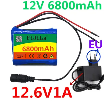 12V 6800 mAh 18650 li-ion baterija za video nadzor kamera 3A baterije l12.6 V punjač EU US
