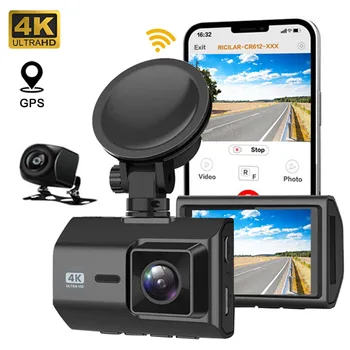 2-Kanalno auto video snimač s upravljanjem 4K, WIFI, GPS-video rekorder, video snimač za rearview monitor parking noćni vid 24 sata dnevno