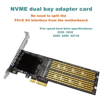 20 Gbit/s/40 Gbit/s PCI-E X4 sa dva luka M. 2 M-Key Card proširenja za NVME 2230 2242 2260 2280 22110 SSD Karticu adapter M2 Raid Kartica