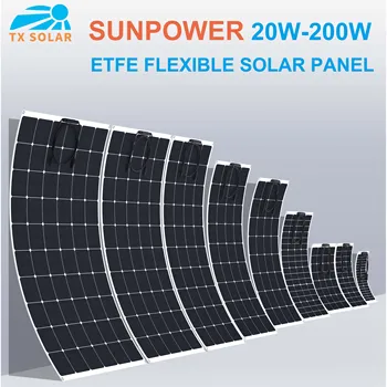 24% Visoke učinkovitosti od 20 W-200 W Sunpower ETFE Fleksibilni Solarni Paneli Za Automobile, kombi vozila, jahti, ribarskih brodova U 12 24 Punjenje solarne baterije
