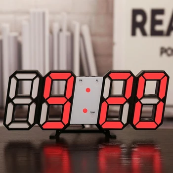 3D led digitalni sat za alarm, sjajni noćni način rada, podesiva svjetlina, e zidni sat stolni 24/12 sati
