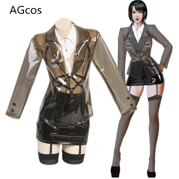AGCOS Originalni dizajn OL Secret Assistant Cosplay ženska Suknja Tajnika Lether Prozirno Donje rublje Seksi Cosplay