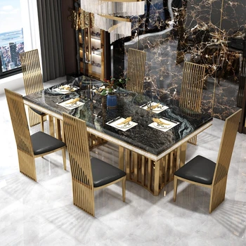 Bijela Luksuzni mramorni stol, Moderna talijanska kombinacija Pravokutni kuhinjski stol Vrstu Velikog Lakonski meuble furnitureGY50CZ