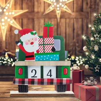 Božićni Adventski-kalendar svojim rukama, Božićne ukrase za radne površine, drvene obojene automobil, nakit Djeda Mraza, Suvenir za djecu, igračke puzzle