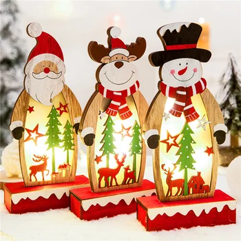 Božićni ukras, Djed Mraz/snjegović/ Drvena figurica los svjetiljka za dom i ured