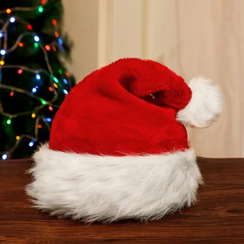Božićno visokokvalitetna od samta Božićno šešir za djecu i odrasle, плюшевое ukras Djeda Mraza, Crveni, Novogodišnja atmosfera, rekvizite