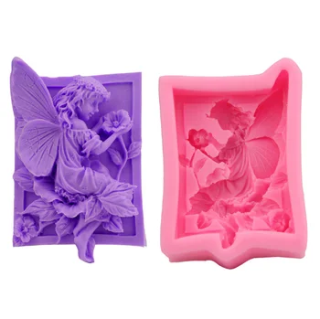Cvijet vila anđela 3D smola glinene silikonski kalup URADI sam kalup za sapun ručne izrade силикагелевая oblik Najnoviji dizajn