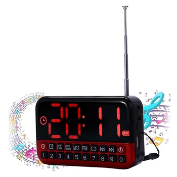 Digitalni Alarm Led Zaslon Radio MP3 Zvučnik Putovanja Funkcija Ponavljanja Antena za bežičnu vezu Ured Kuća Za Roditelje U Starosti