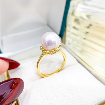 DIY pribor za bisera S925 prsten od srebra prazan držač korektor boje: zlatna, srebrna, srebrna držač za nakit s perle 10-11 mm