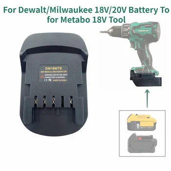 DM18MTB Akumulatorski pretvarač-adapter za baterije Dewalt/Milwaukee 18/20 U Pretvara u ionska baterija za električne alate Metabo 18