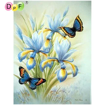 DPF diamond vez Rukotvorina leptir orhideja 5D okrugli puni diamond slika Vez križić diamond mozaik home dekor obrt