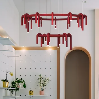 Dvostruko Visi lampa Moderna nordijska šetnja U obliku slova led design crvena lampica za uređenje doma za dnevni boravak