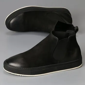 Gospodo trend visoke čizme u britanskom stilu, kožne svakodnevne cipele s visokim берцем