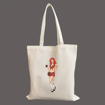 Grafička torba preko ramena za pivske djevojaka, studentska ženska torba, za višekratnu upotrebu vrećice za kupovinu, холщовая torba-тоут, ručne torbe za kupovinu