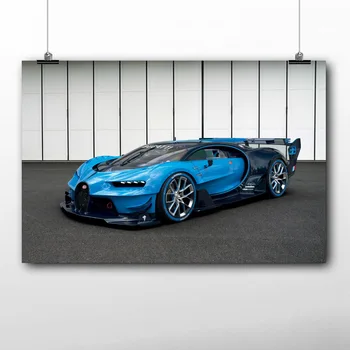 HD Tiskani plakat Bugatti Vision GT Super Sport Car na platnu, zid umjetnost za uređenje dnevnog boravka, slika u okviru