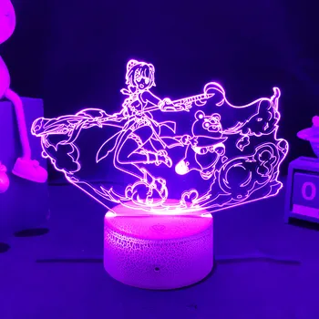 Igra noćno svjetlo Genshin Impact za uređenje spavaće sobe, noćni lampe, figurica Xiangling, led akril lampa, čija se boja mijenja, dar za djecu