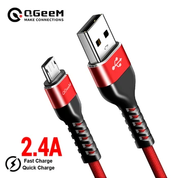 Kabel QGeeM Micro USB 2.4 A, najlon USB kabel za brzo punjenje Samsung Xiaomi LG, tablet, mobilni telefon Android, USB kabel za punjenje