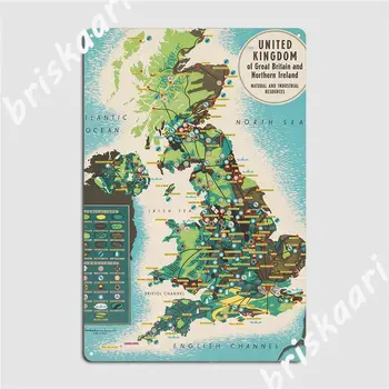 Karta Ujedinjenog Kraljevstva u Doba Drugog Svjetskog rata Metalna pločica Plakat Pub Zabavna Špilja Pub Dekor Limene znakovi plakati