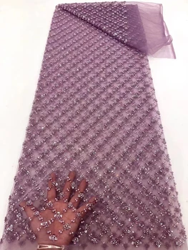 Klasična nadvoji beadwork ručni rad, vrhunsku cijev od perle, šljokice, cvjetne čipke tkanina za vjenčanicu, 5 metara
