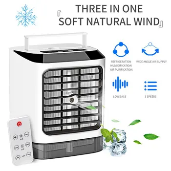 Klima-uređaj Prijenosni stolni, 7 boja, led mini krema 3-u-1, čistač, USB Stolni ventilator-hladnjak zraka s daljinskim upravljanjem