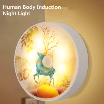 Kreativni sunčano svjetlo noći Intelektualno indukcije ljudskog tijela USB Punjiva zaštita očiju Noćni noćno svjetlo za ormar u spavaćoj sobi