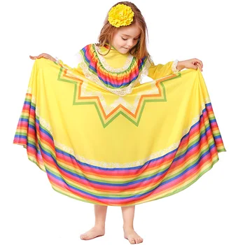 Meksički kostim za Noć vještica, školski scenski kostim, haljina za narodnih plesova