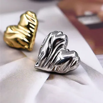 Metalni gumb 11,5 mm Boja: zlatna, srebrna, u obliku srca, ukrasne gumb za ovratnik, ženska odjeća, šivaći pribor