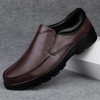 Moderan Muške Cipele od Prave Kože, Business Casual Muške Cipele-Лодочка, Klasični Udobne Tenisice, Soft Ured za Uličnu Cipele