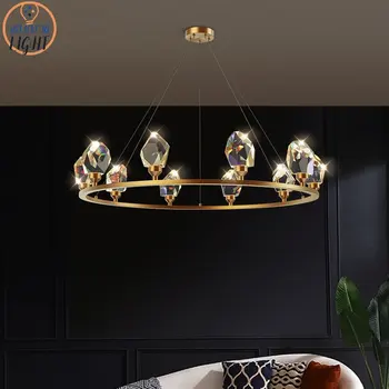 Moderna kristalna kruna visi lampa Luksuzna zlatna dnevni boravak bakrena luster za ručavanje, kabinet spavaće sobe uređenje kuhinje