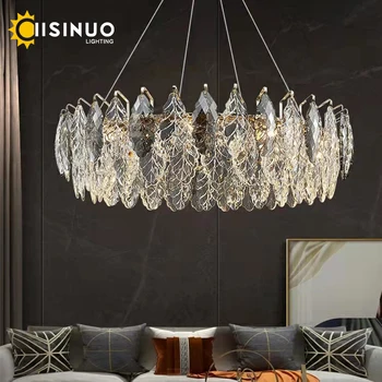 Moderna luksuzna luster za dnevni boravak, okrugli дымчато-siva kristalna lampa za davanje u zatvorenom prostoru, zlatni led svjetiljka za uređenje doma u spavaćoj sobi