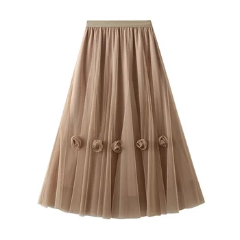 Modna ženska suknja od tila, proljeće-ljeto 2023, nova elegantna draperija s visokim strukom, марлевая suknja velike veličine