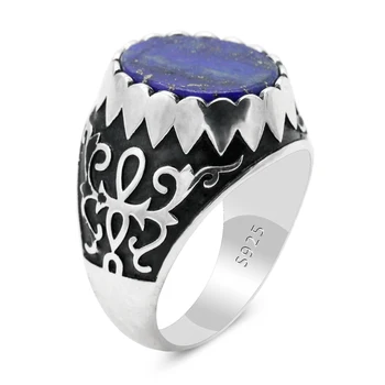 Modni prsten Super Junaka od 925 sterling srebra, muški prsten sa prirodnim kamenom lapis lazuli, nakit iz Turske, prstena za prste s kapljicama vode, muški prsten