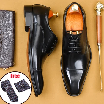 Muške kožne cipele, cipele za poslovnog odijela, muške cipele marke Bullock od prave kože, crne cipele, vjenčanje muške cipele Phenkang