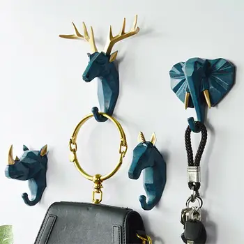 Nordijsko kreativno zidni vješalica s glavom životinje, Jelena, Nosoroga, Vješalica za odjeću, kuka, domara, smola, kućnog tekstila, domara, zid