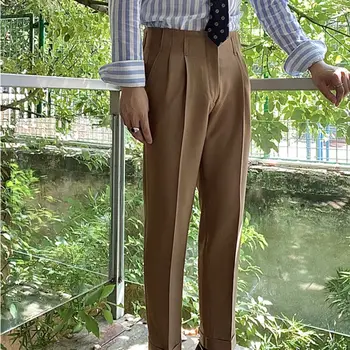 Novi dizajn, muške hlače s visokim strukom, običan engleskom poslovne svakodnevne odijelo hlače, modni стрейчевые hlače, muška branded odjeću C78