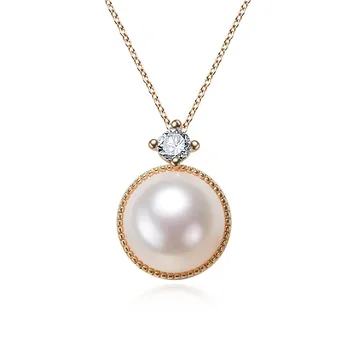 Novi dolazak, okruglo biserna ogrlica jednostavnog dizajna pravi su slatkovodni biseri, cirkon, moderan 14-каратный pozlaćeni privjesak, nakit poklon