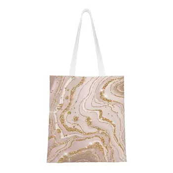 Običaj холщовые torbe za kupovinu sa zlatnim i кремовым mramornim uzorkom ženski ručni torbe za kupovinu s geometrijskim po cijeloj površini